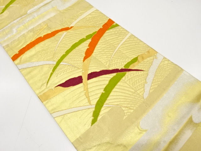 アンティーク　ヱ霞に雪芝模様織出し袋帯（材料）